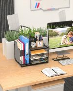 VIVSOL Desk Organizer with Mesh File Holder, 4-Tier Office Supplies Desk Organizers and Accessories with Sliding Drawers, 3 Trays & Pen Holder, Desk File Organizer and Storage for Office, School, Home - Image 8